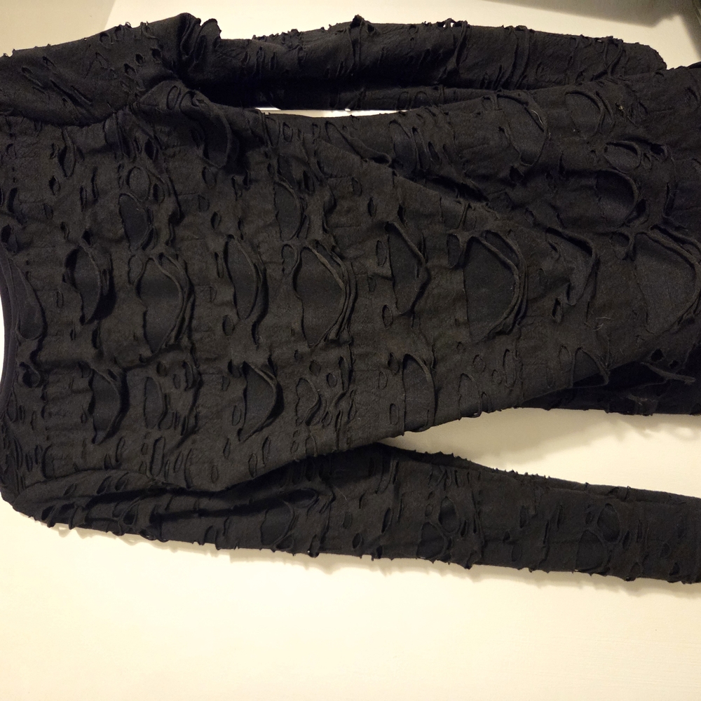 Black Distressed Long Sleeve Top